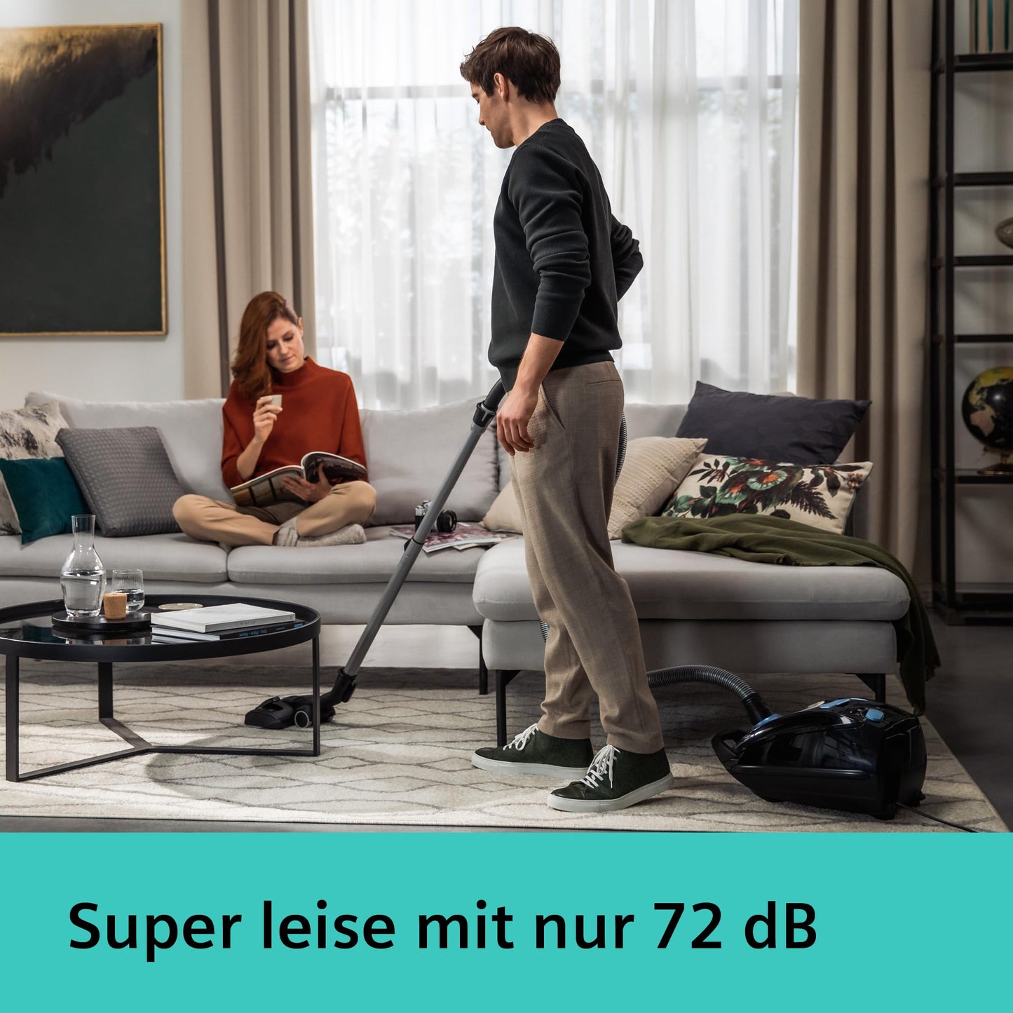 Siemens vacuum cleaner with bag Q5.0 Extreme silencePower VSQ5X1232, for allergy sufferers, hygiene filter, strong suction power on parquet, carpet and tiles, long cable, Made in Germany, 850 W, black