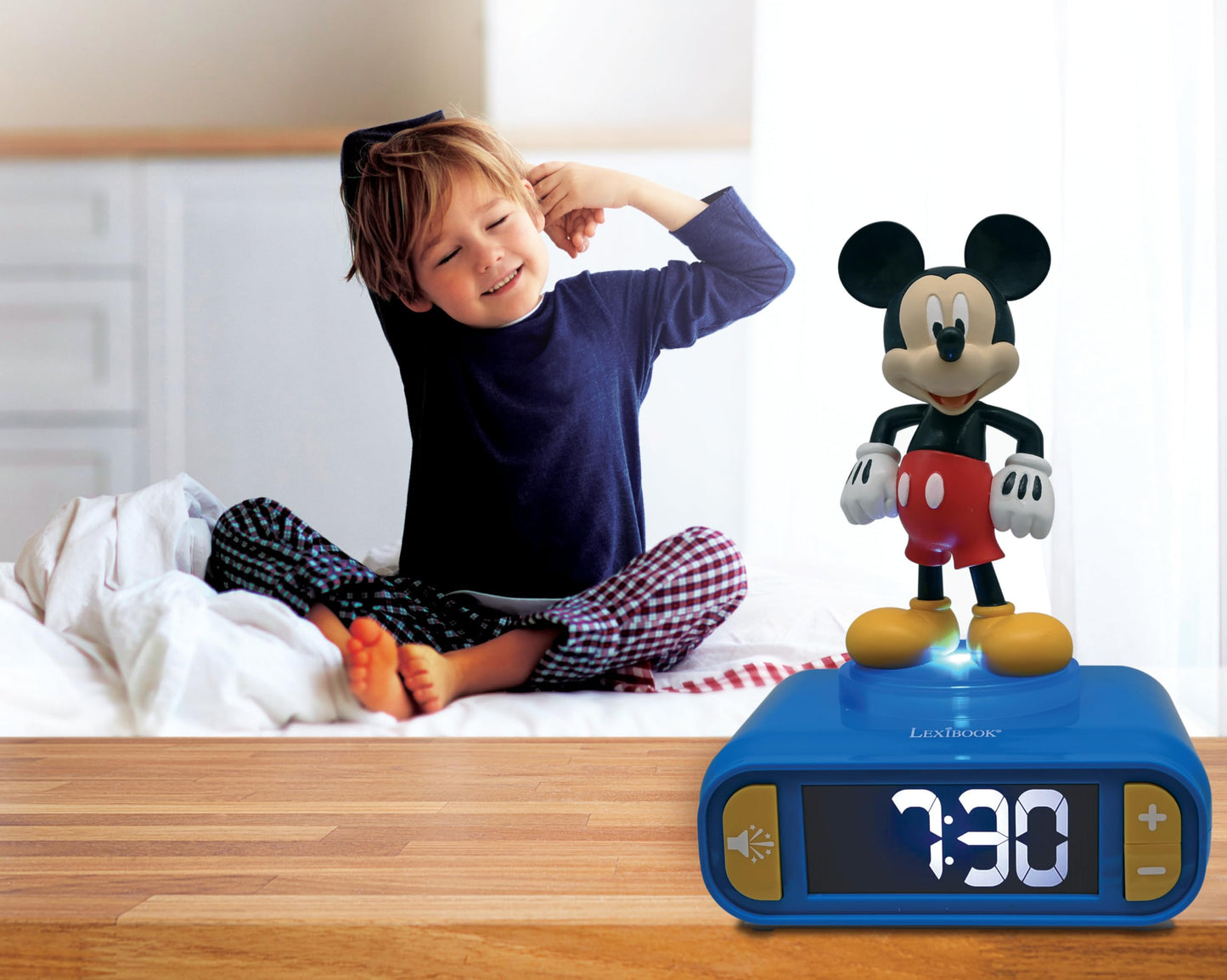 Lexibook, Disney Mickey, Alarm Clock with Night Light, Sounds and Melodies, Backlit LCD Display, Illuminated, Snooze Function, Blue, RL800MCH