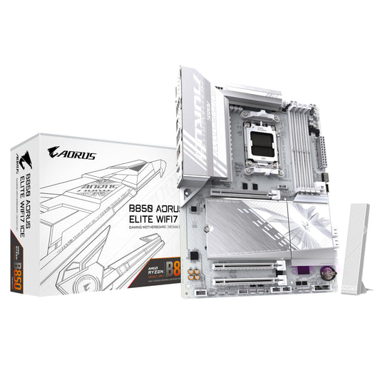 Placa de bază GIGABYTE B850 AORUS Elite WIFI7 - compatibilă cu procesoarele AMD Ryzen 9000 Serie, VRM digital cu 14+2+2 faze, suport pentru memorie DDR5 de până la 8200MHz (OC), 1xPCIe 5.0 + 2xPCIe 4.0 M.2, LAN de 2,5, WiFi 7, USB 3.2 Gen 2x2.