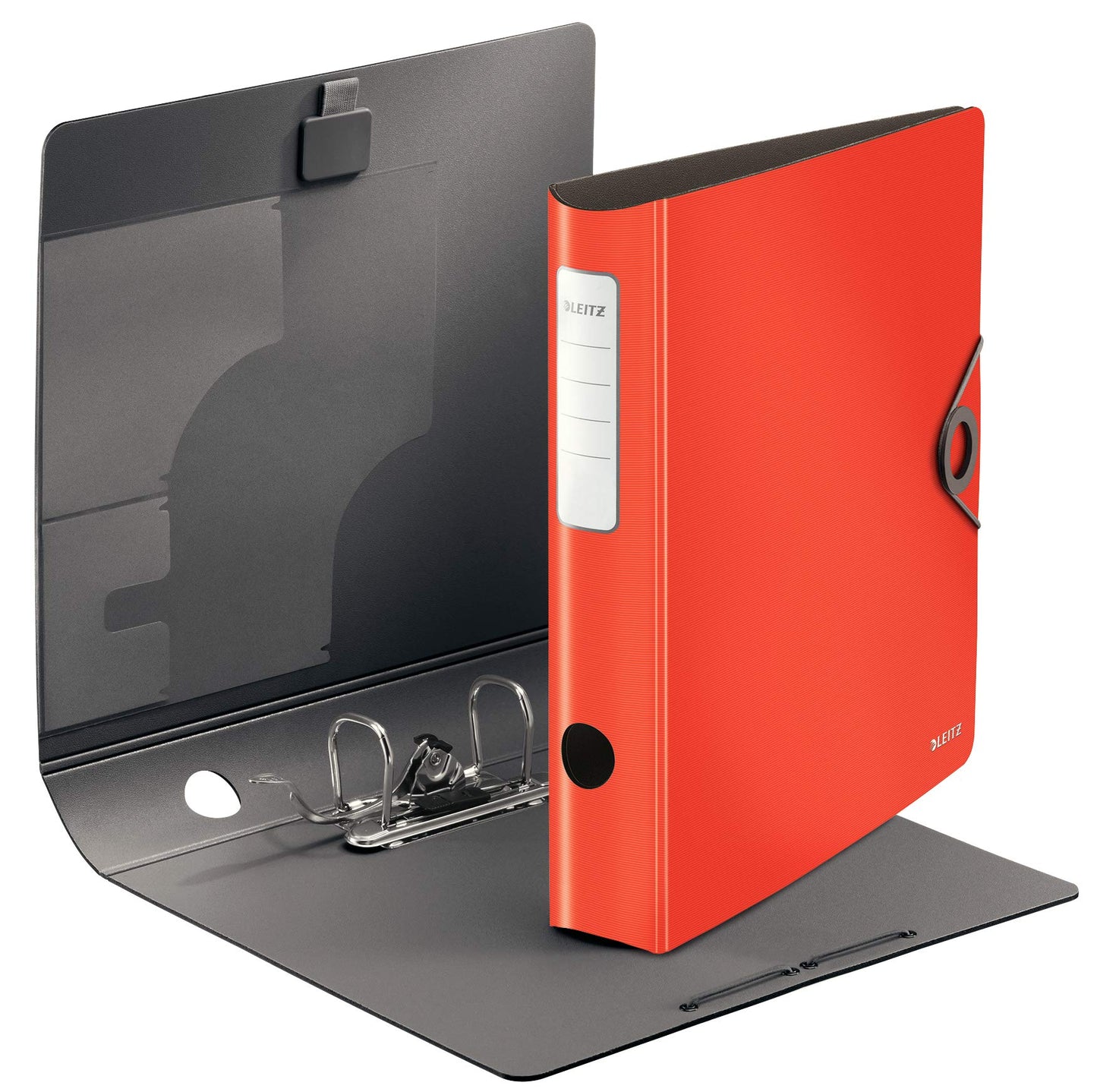 Leitz quality folder 180° Active Solid, pack of 5, A4, narrow, rounded spine, 6.5 cm wide, elastic band closure, light polyfoam, plastic folder, red, 10481020 - 10481020-5