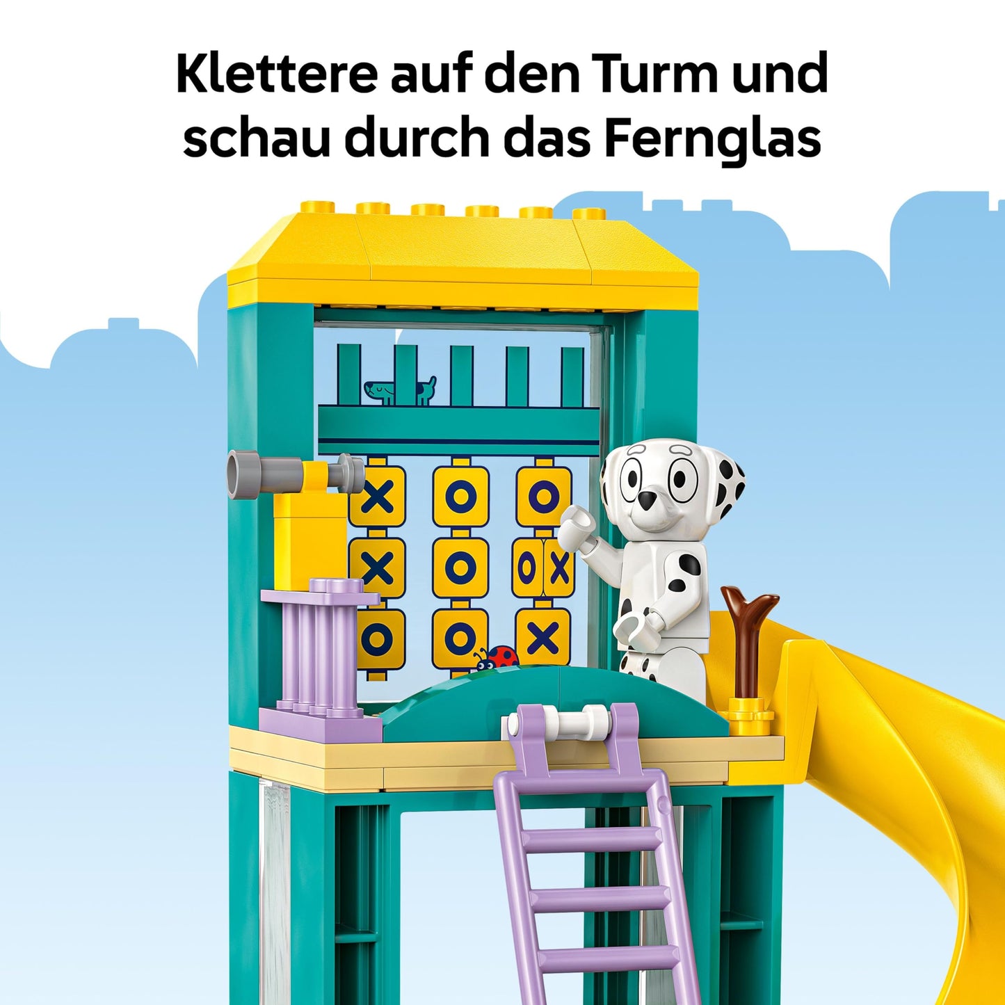 LEGO Bluey Playground Fun with Bluey and Chloe - Toy for 4+ Year Old Girls & Boys - incl. 2 Minifigures, a Functional Pink See-Saw, Slide, Climbing Frame & 3 Plants - Gift for TV Show Fans - 11201