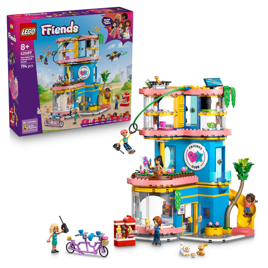 LEGO Friends Heartlake City Clubhouse of Friends - Miniature playset with 5 mini dolls, 3 animal figures including toy cat & accessories - Birthday gift for girls aged 8 and up - 42689