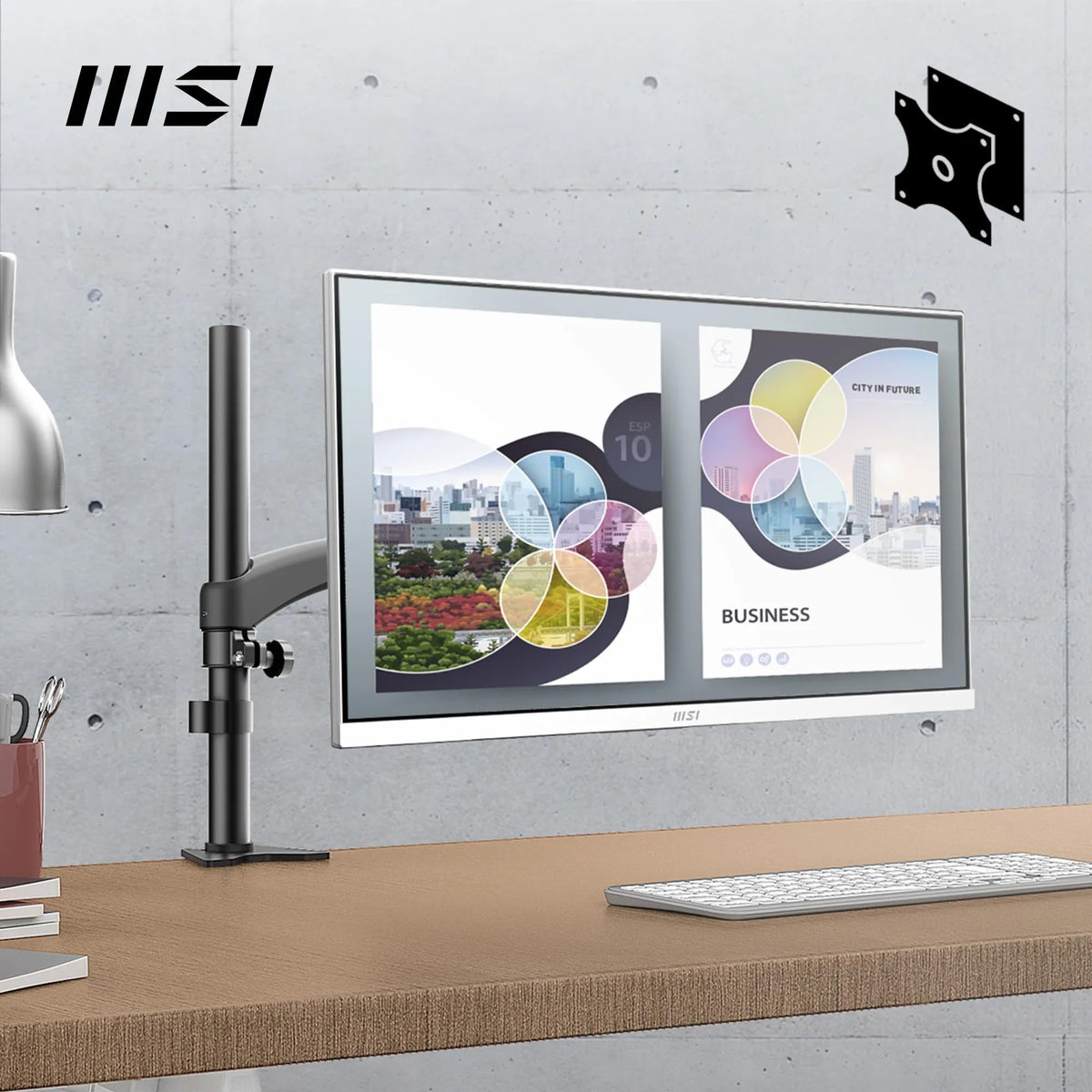 MSI PRO MP2412WDE 23,8 Zoll (60cm) Full HD (1920x1080) Monitor de afaceri, 100Hz, 1ms, Adaptive Sync, design fără ramă, HDMI - 9S6-3BA9CH-062