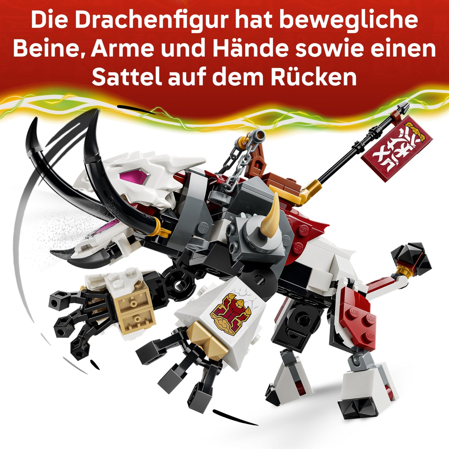 LEGO NINJAGO Zilvar on his dragon Grimtak - ninja toy with action figure, 3 minifigures including Kai & NYA - gift idea for boys aged 7 and up and Dragons Rising fans - 71863