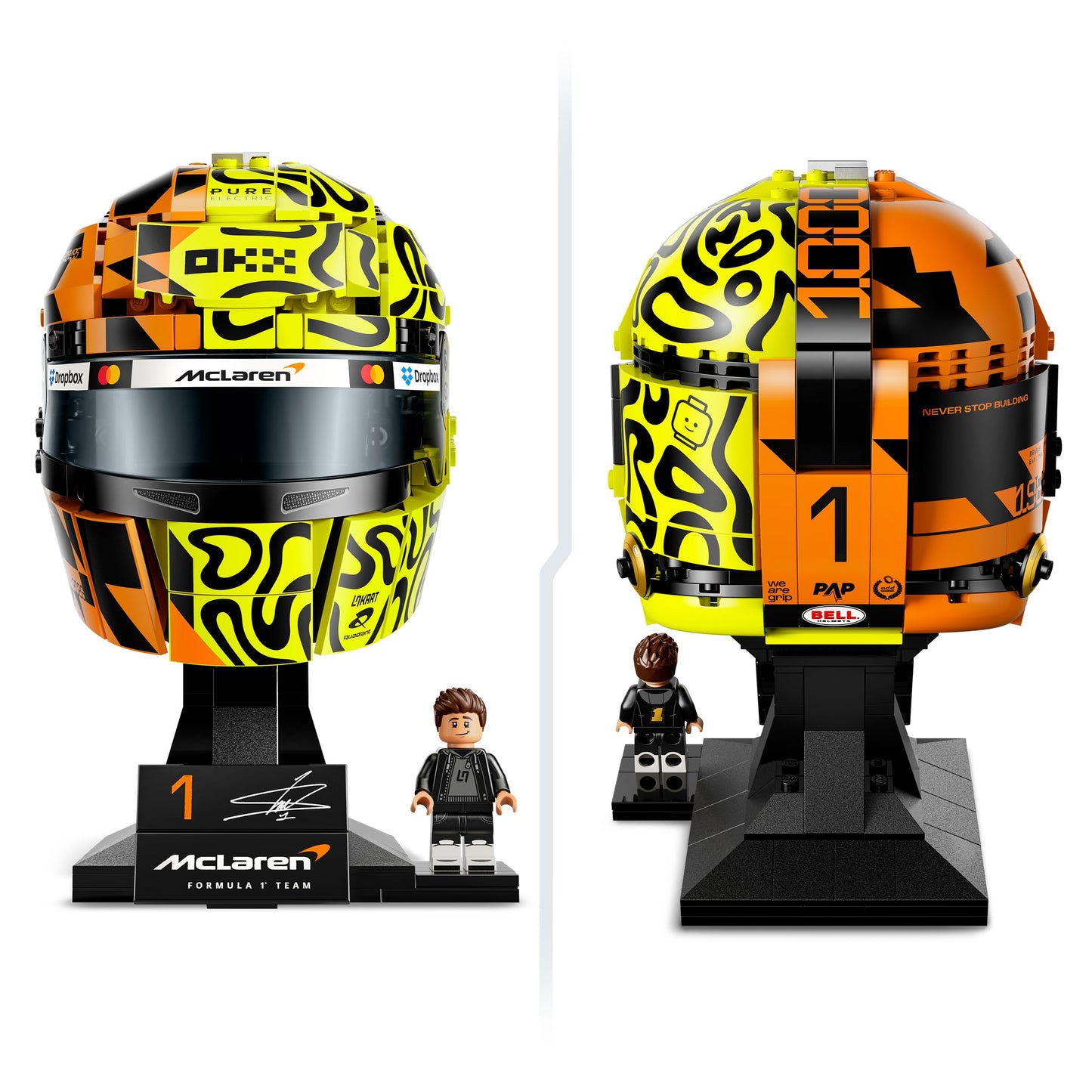 LEGO Editions McLaren MasterCard F1 Team Lando Norris' Helmet - F1 fan item - model building with collectible minifigure - gift for boys aged 14 and over & adult motorsport fans - 43023