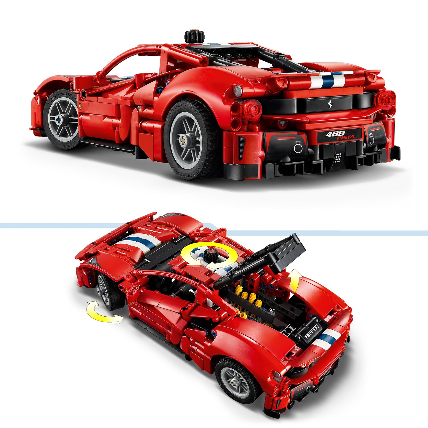 LEGO Technic Ferrari 488 Pista Car - building toy for children aged 9 and up - Ferrari merch - racing car with steering, differential and V8 engine with moving pistons - 42235