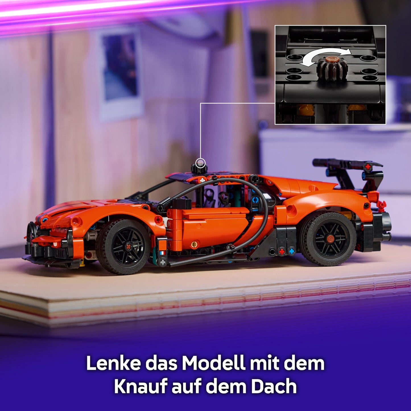 LEGO Technic Bugatti Chiron Pur Sport Hypercar - model car - racing car to collect - Bugatti toy car - Technic sports car with steering, W16 engine & doors - gift for ages 9 and up - 42222