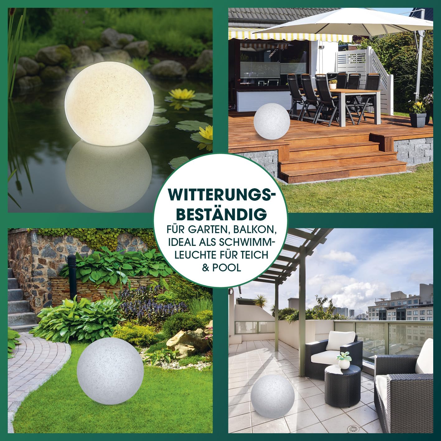 EASYmaxx solar light stone look - set of 2 | LED solar light as a solar decorative stone | Solar ball weather-resistant | Solar ball in stone look - 19696
