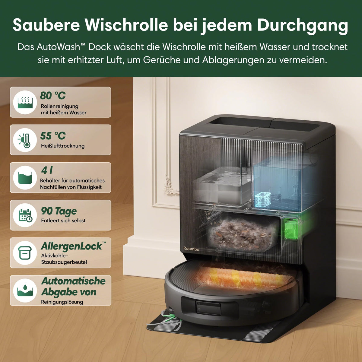iRobot Roomba 875 Vacuum Robot, AutoWash Base, 35,000 Pa, Hot Water Mopping - Z185040