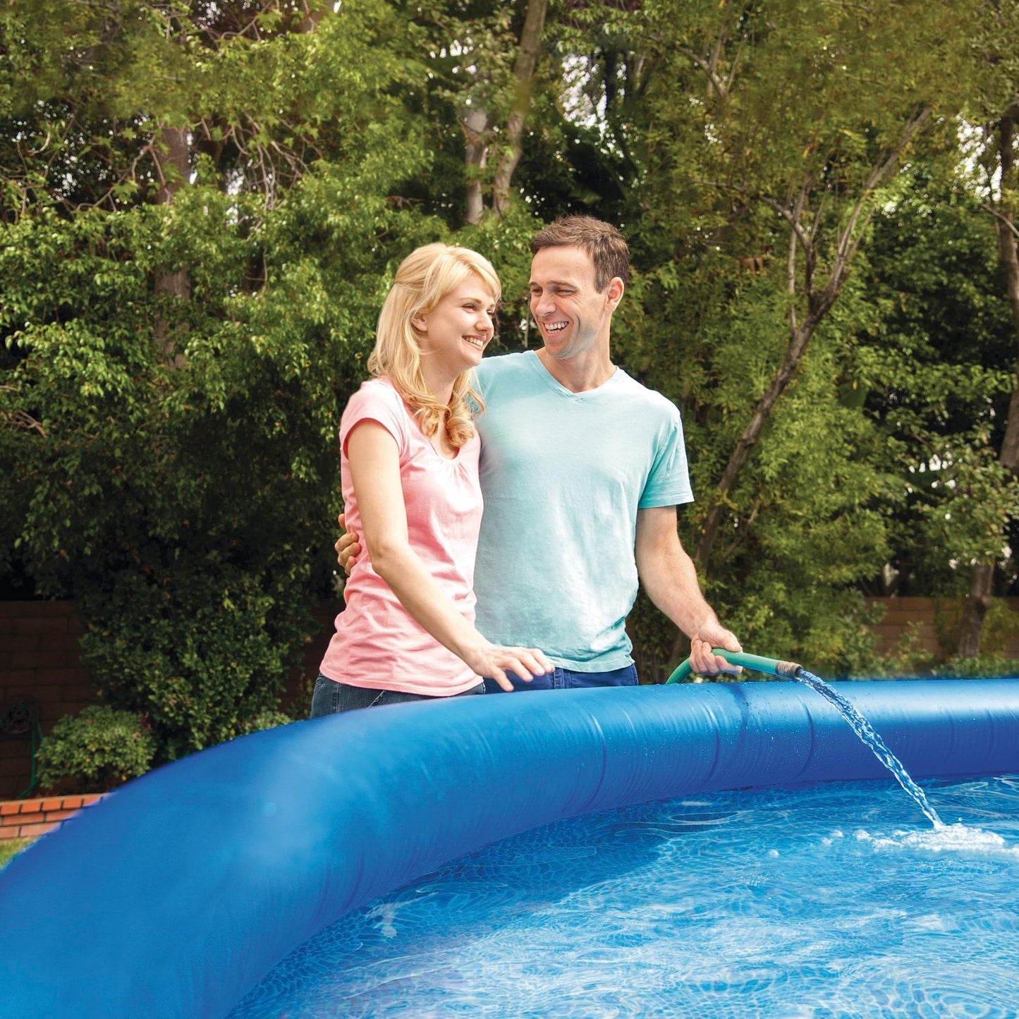 INTEX "Easy Set" XL pool, round above-ground pool, 366 x 76 cm, volume 5,621 l, large inflatable pool for the garden - above-ground pool for children aged 6 and over, blue (28130NP)
