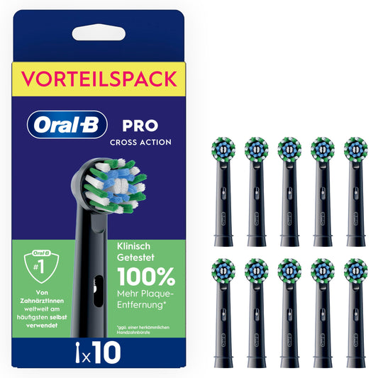 Oral-B Replacement Brush Heads Pro CrossAction Black Pack of 10 - 8700216994170