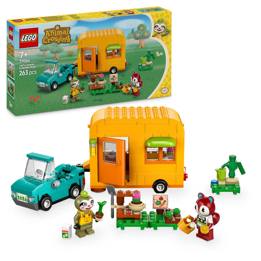 LEGO Animal Crossing Gerd's caravan & gardening, building set for role play, toy car for children, gift for girls and boys aged 7 and up, video game toy with animal figures 77054