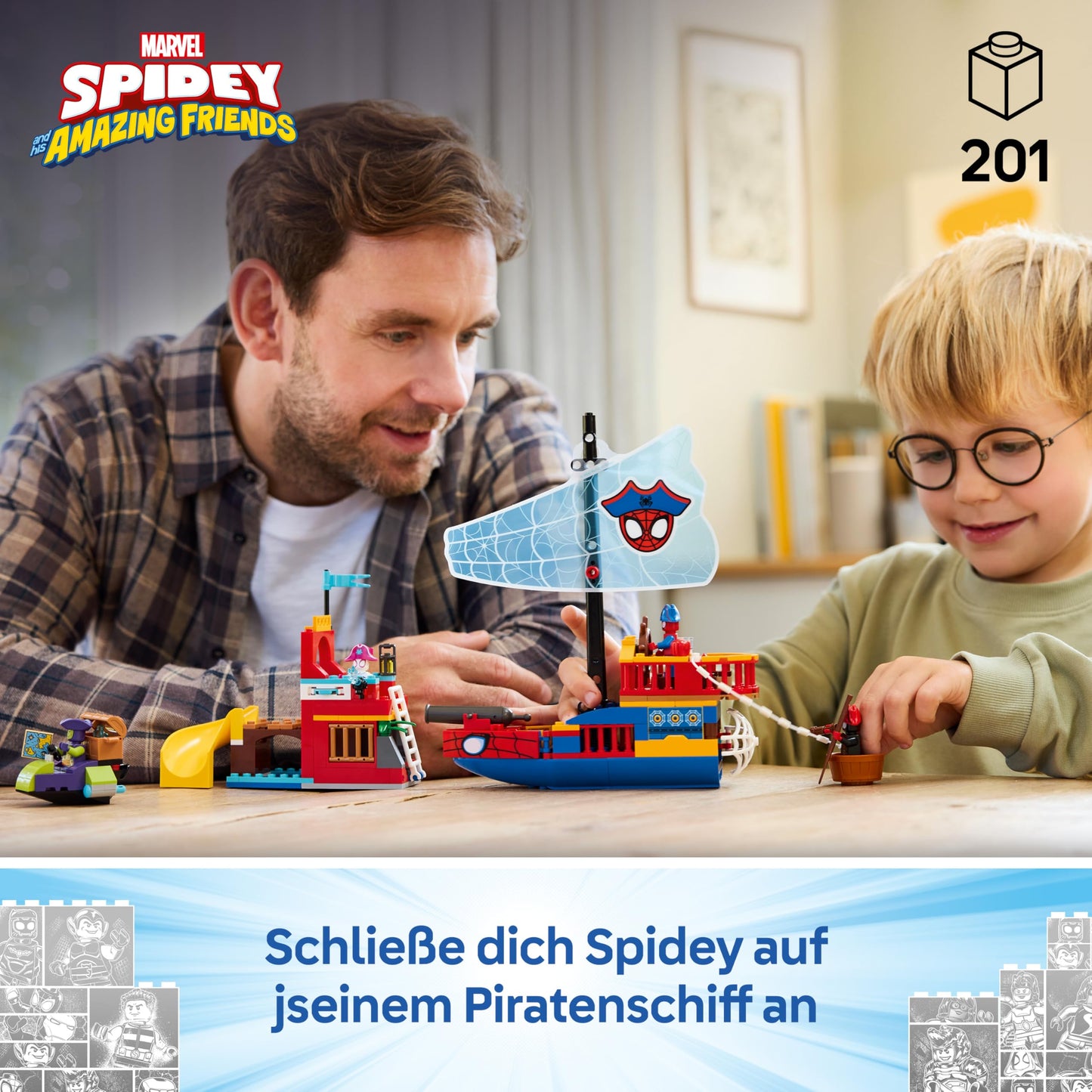 LEGO ǀ Pirate Ship from Spidey's Team - Superhero Set with a Ship Model, 2 Boats, 4 Minifigures - Gift for Boys Aged 4 and Up and Fans of the Spidey and His Super Friends Series - 11208
