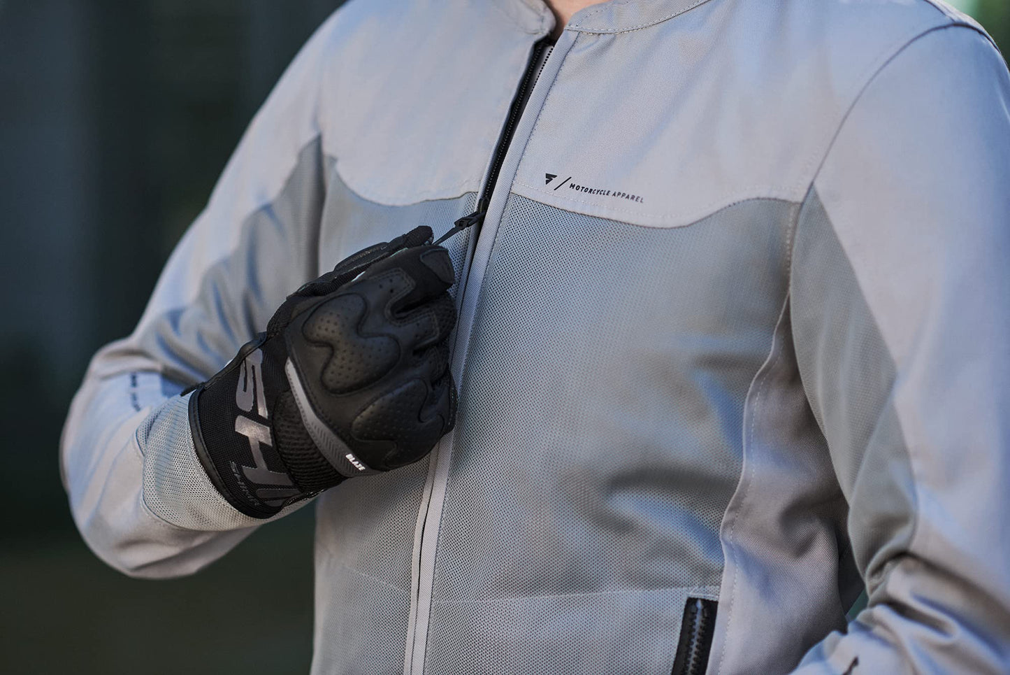 SHIMA OpenAir Motorcycle Jacket Men with Protectors AirForce Back Protector Motorcycle Jacket Summer Mesh Ventilated Textile Jacket Protective Jackets Protector Jacket Airy (Men, Grey, XL) - OPENAIR