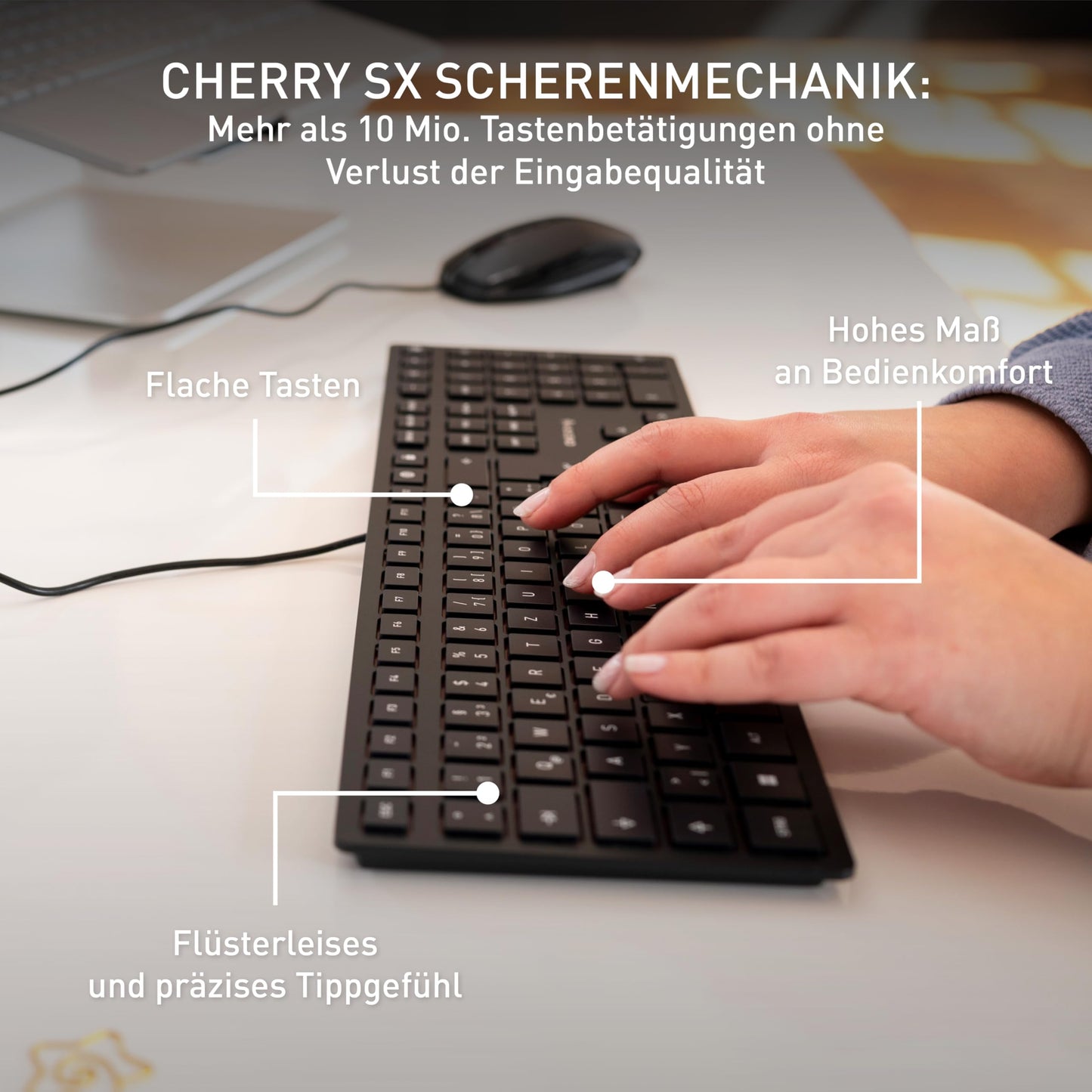 CHERRY KC 6000 Slim - USB Keyboard - Ultra-flat design - Wired - German layout - QWERTZ keyboard - Black - JK-1600DE-2
