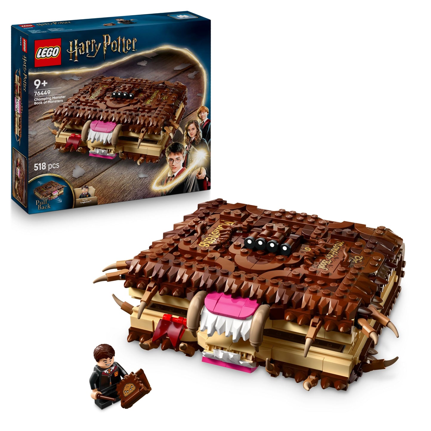 LEGO Harry Potter Biting Monster Book of Monsters - Interactive Toy with Pull-Back Motor and Biting Mouth - with Neville Longbottom Mini Figure - Gift for Kids, Harry Potter Fans - 76449
