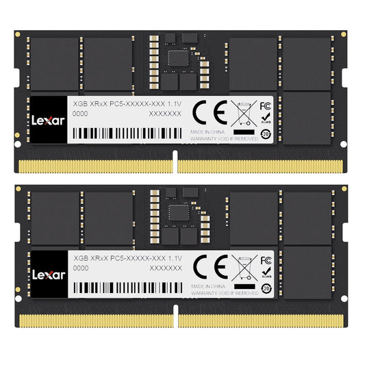 Lexar SODIMM 32GB Kit (2x16GB) DDR5 RAM 5600MHz, 262-Pin SODIMM Laptop RAM, High Performance Gaming DRAM SO-DIMM for Laptop Memory/All-in-One Intel NUC Mini PC, 1.1V, CL46-45-45-90 - LD5S16G56C46ST-BGD