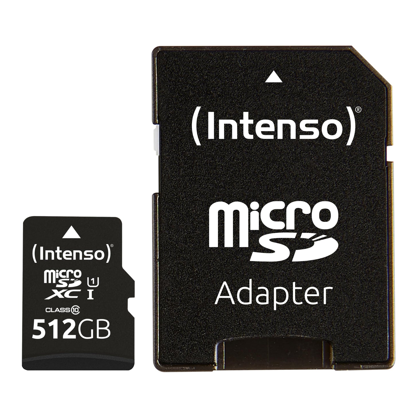 Intenso Premium microSDHC 512GB Class 10 UHS-I, U3, V30 memory card incl. SD adapter, for 4K recordings, GoPro, Insta 360, dji, Osmo, Steam Deck, drone, action camera, black - 3423493