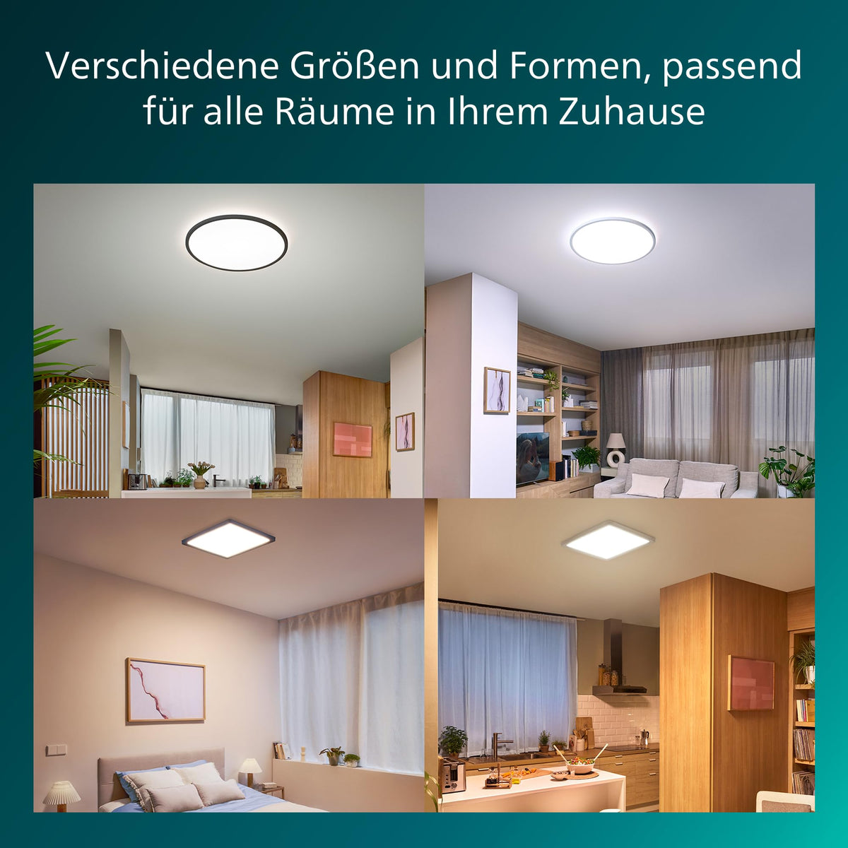 Philips LED Superslim Ceiling Light with Remote Control, 29.1 cm, Black - 929004677201
