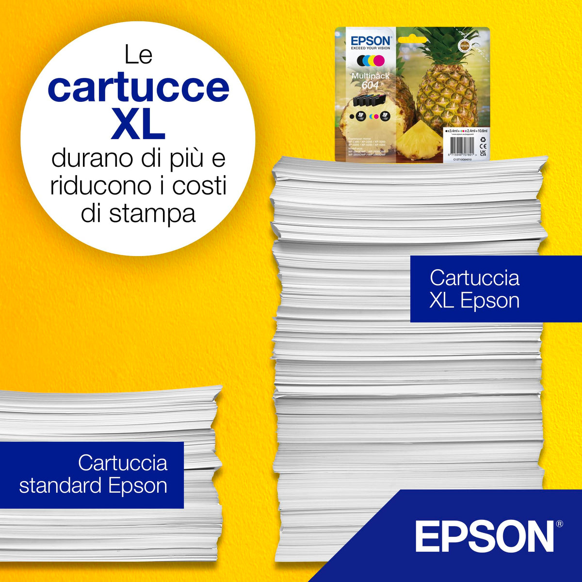 Epson Original 604 Ink Pineapple Multipack 4-color black XL, CMY Standard XP-2200 XP-2205 XP-3200 XP-4205 WF2910DWF WF2930DWF WF2950DWF ReadyPrint Flex Ink Subscription - C13T10H94010