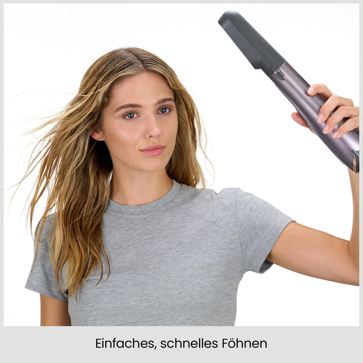 BaByliss Air Style 1000 – All-in-One Hot Air Brush, Volumizer, Straightening Brush, and Curling Iron, Ion Technology for Anti-Frizz, 4 Attachments, Copper/Grey, AS136E