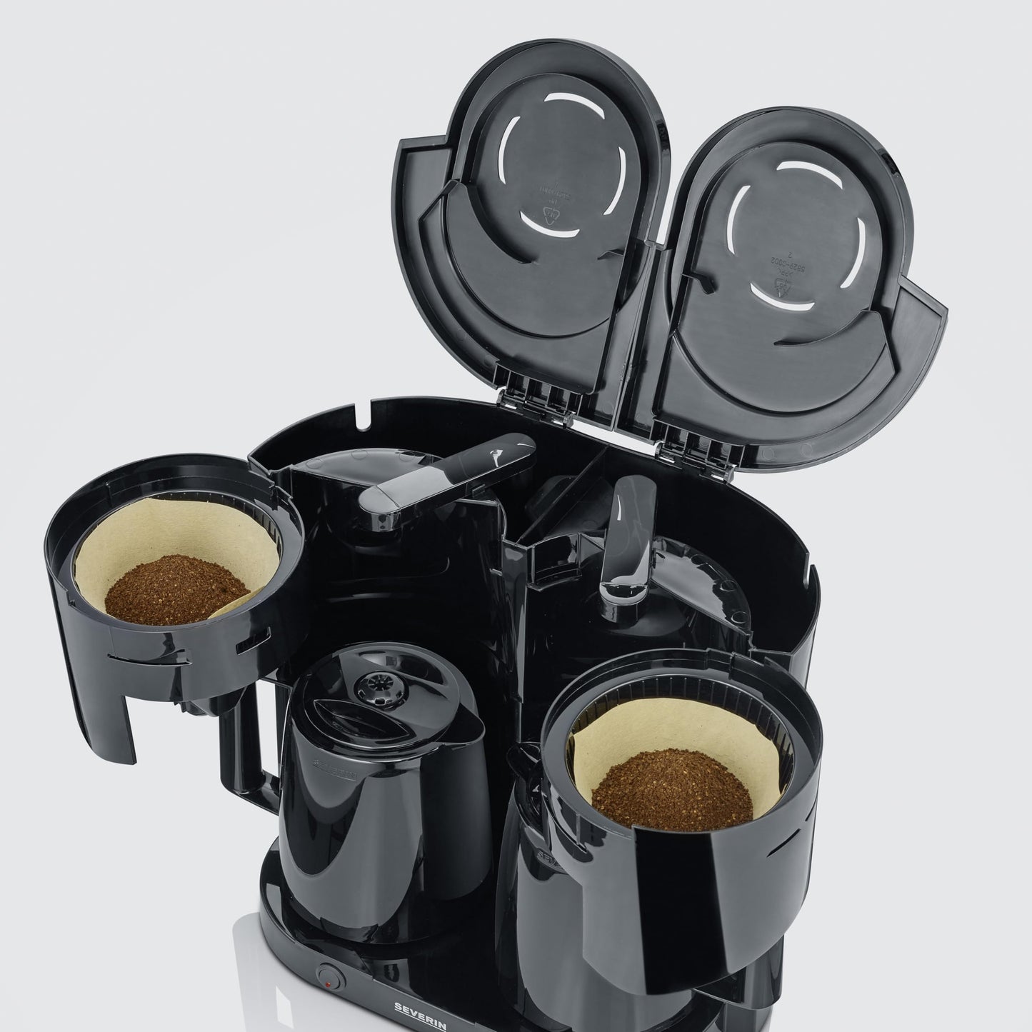 Severin duo filter coffee machine with thermal jug, coffee machine for up to 16 cups, attractive filter machine with 2 vacuum jugs, black, KA 9315