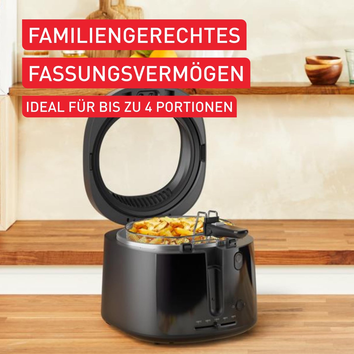 Tefal Vision Deep Fryer, 1.2kg Capacity, Extra Large Viewing Window, Precise Temperature Control, Foldable Handle, Easy Cleaning with Removable Parts, Black, FF2528E0