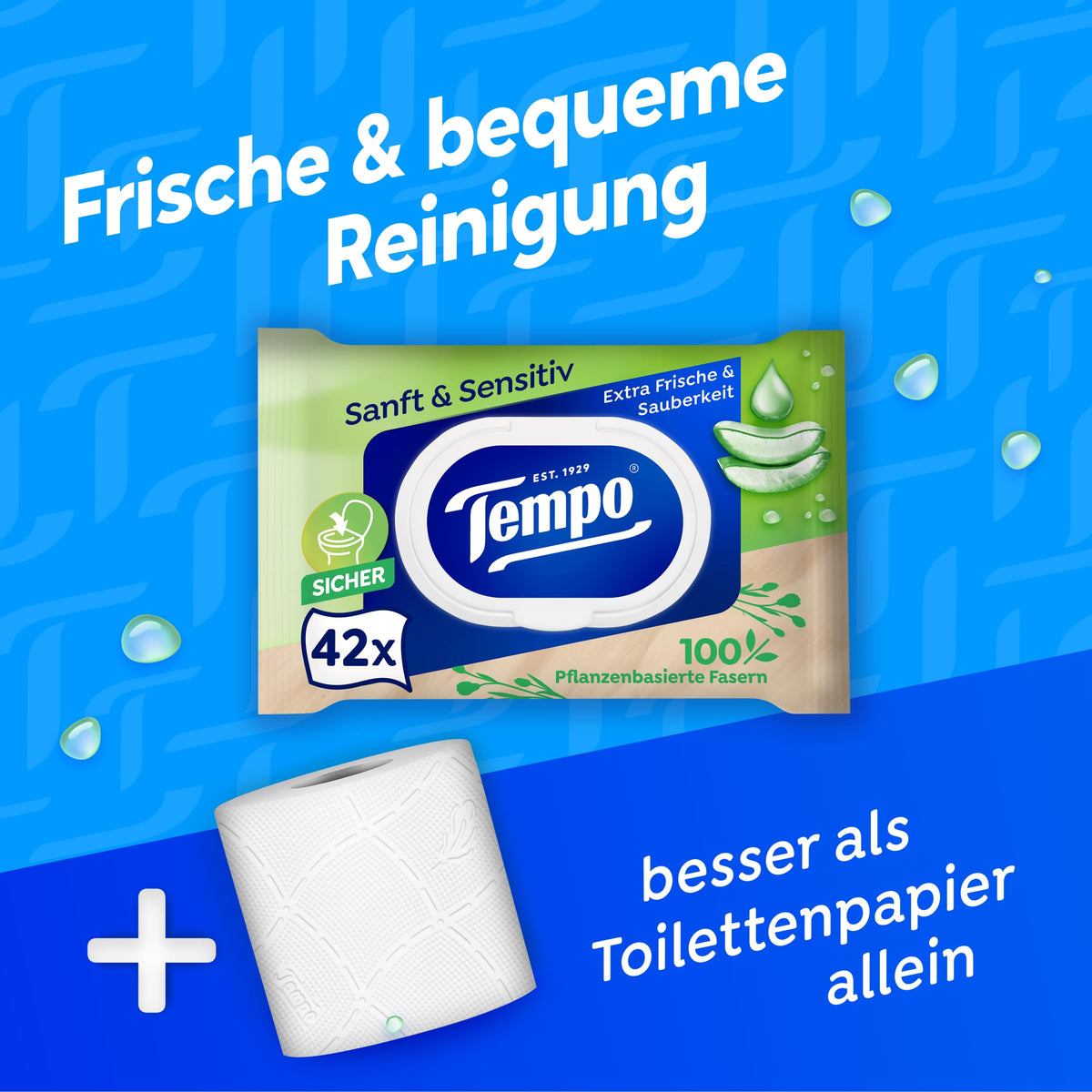 Tempo Feuchte Toilettentücher ''Sanft & Sensitiv'' - Megapack - 16 Pachete cu câte 42 șervețele - Duo Packs - aloe vera naturală - hârtie igienică, testată dermatologic, pH-neutru pentru piele - 836197