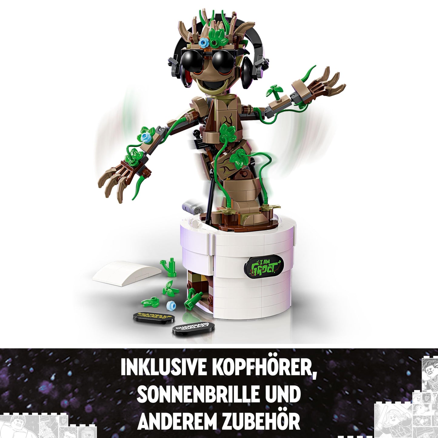 LEGO | Marvel Dancing Groot - Animated Minifigure of a Character from Guardians of the Galaxy - Interactive Playset - Creative Toy - Superhero Gift for Boys and Girls - 76297