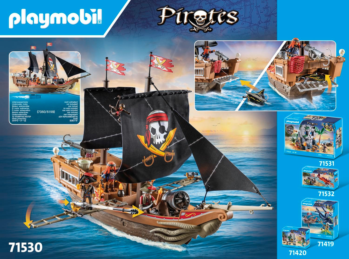 PLAYMOBIL Pirates 71530 Large pirate ship, exciting sea battles and secret treasure hunts on the high seas, including cannons, projectiles and anchors, detailed toy for children aged 4 and over