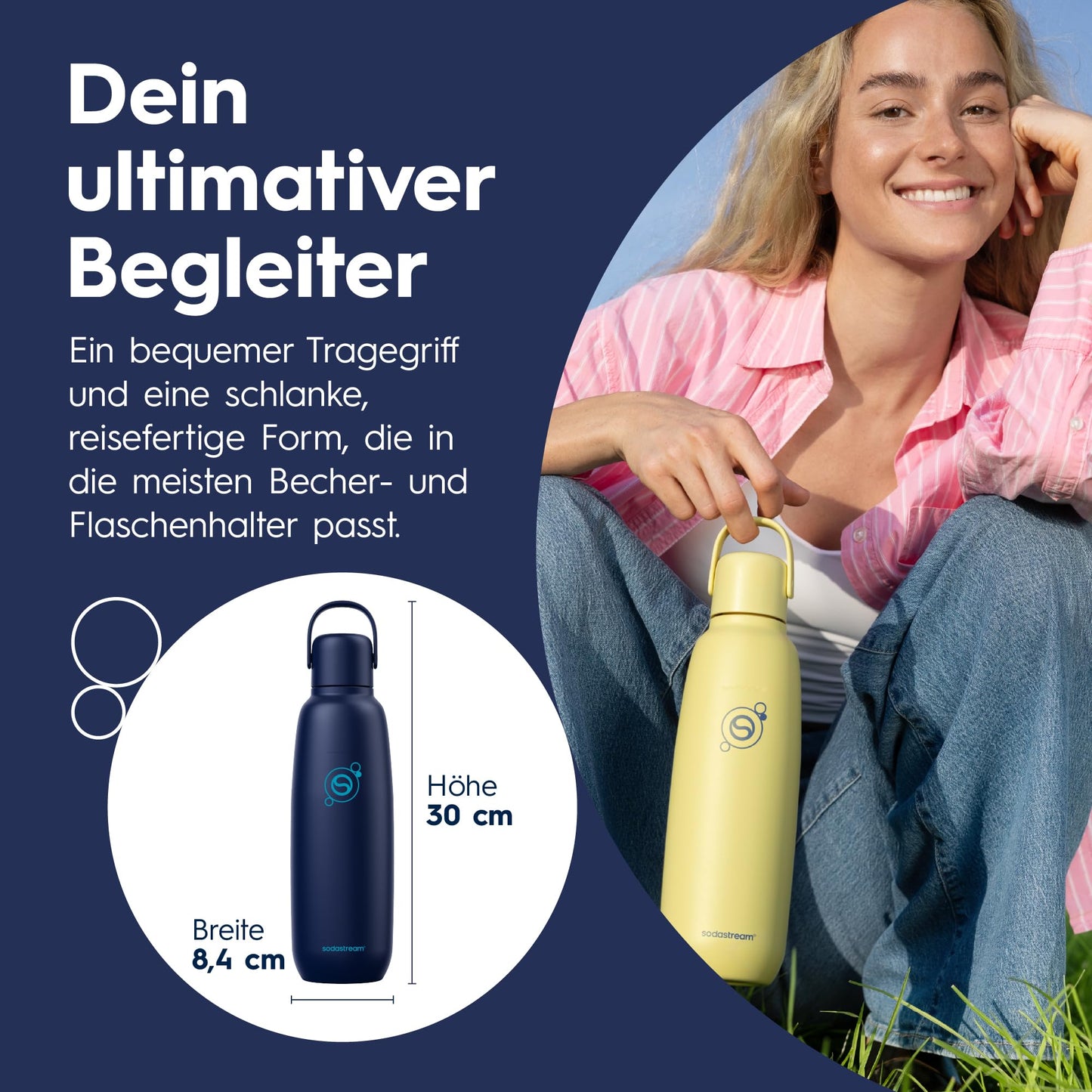 sodastream Fizz & Go stainless steel soda bottle 0.9 l, double-walled insulated thermos bottle, keeps hot & cold, for carbonated drinks, compatible with DUO, TERRA, ART, ENSO & more, Blueberry - 1062414440