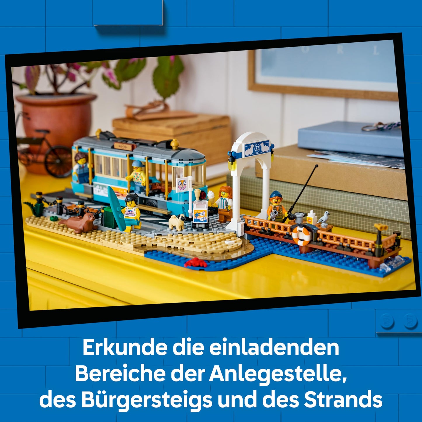 LEGO City Classic Beach Tram Toy - Model Building with Rail Track, Street Scene, 5 Minifigures and 5 Animal Figures - Birthday Gift for Boys Ages 7 and Up - 60506