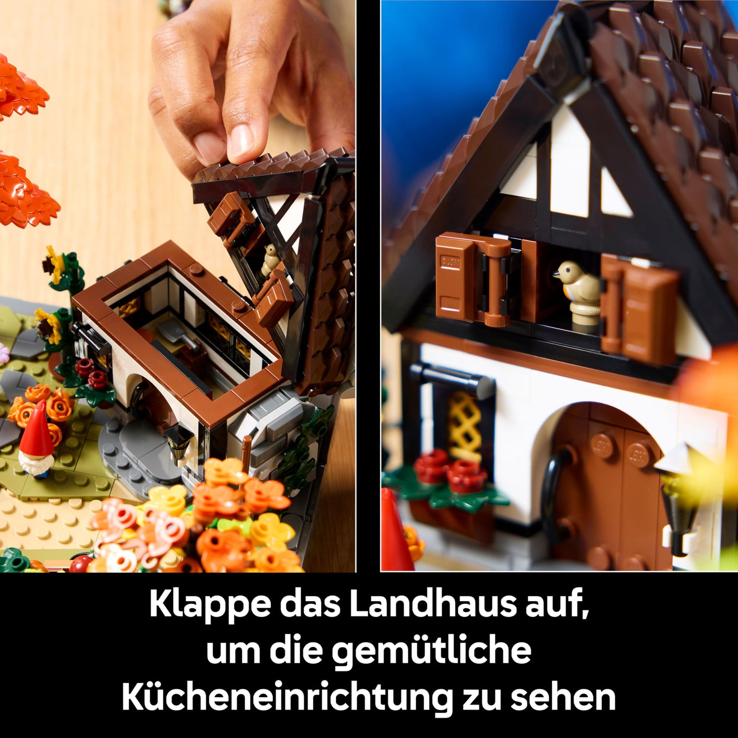 LEGO Icons Autumn Country House Garden - Transformable Desk Decoration for Adults - Animals Minifigures - Country House Style Model Building - Creative Building Set - Gift for Men & Women - 11372