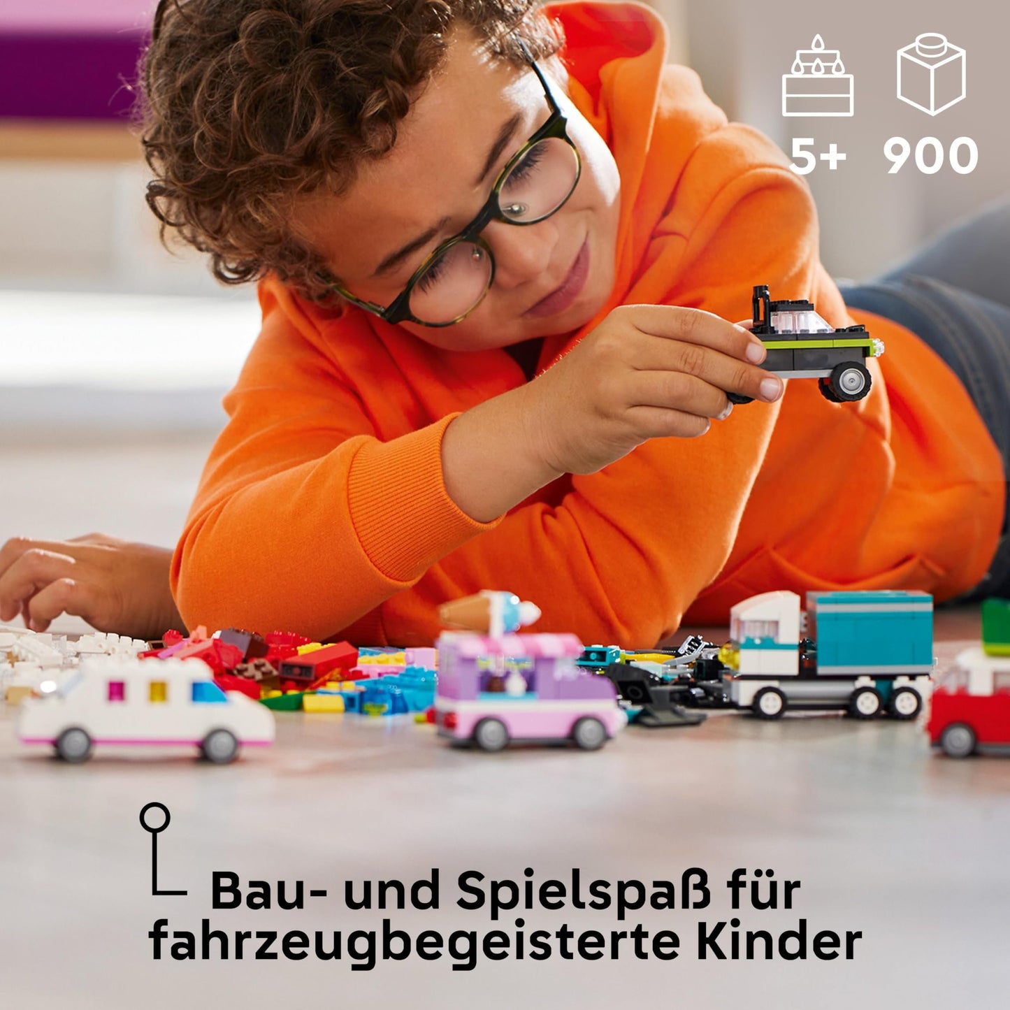 LEGO Classic Creative Vehicles, building block set for colorful model cars including trucks, police cars and construction vehicles, buildable toy cars for children, gift for boys and girls aged 5 and over 11036