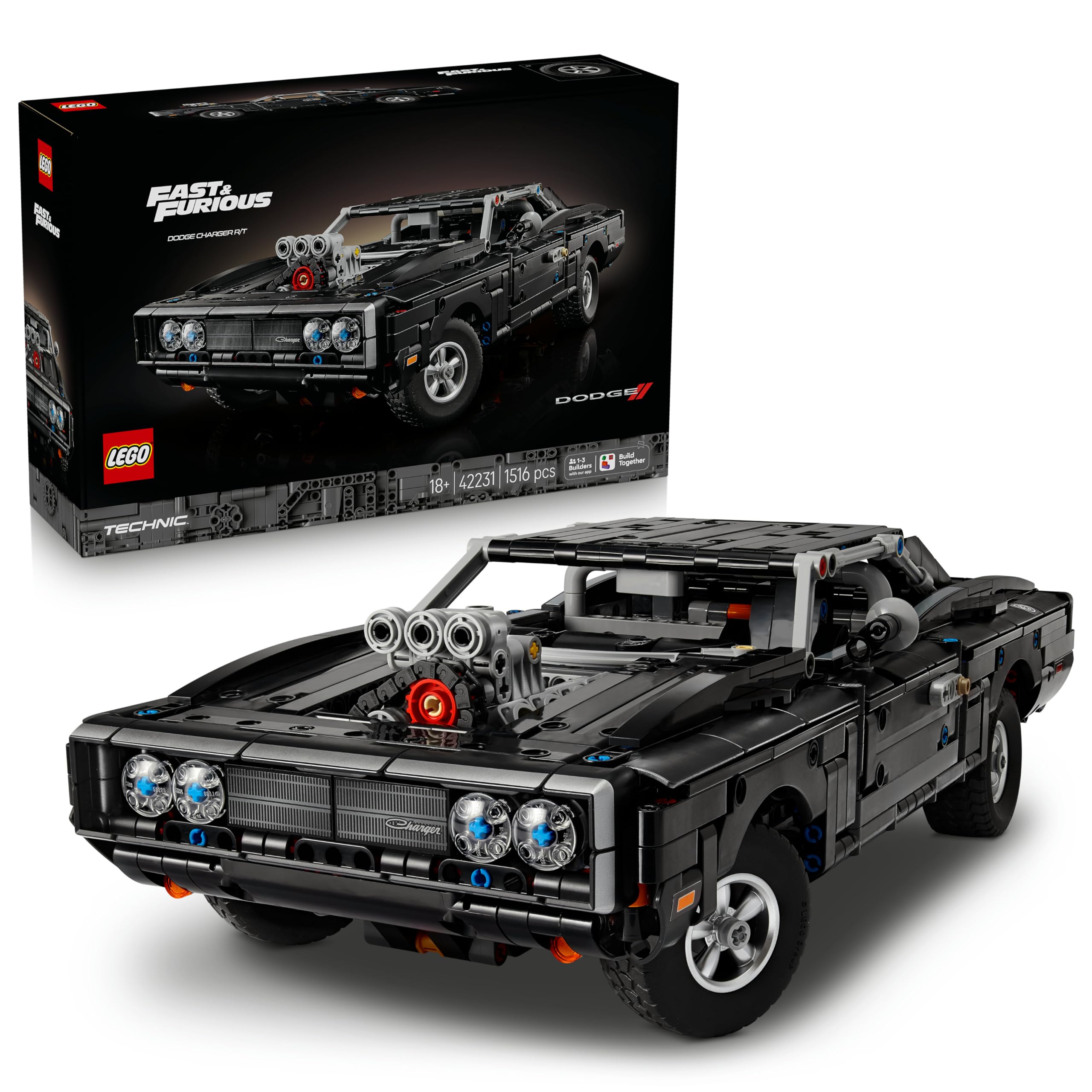 LEGO Technic Fast and Furious Dodge Charger R/T car - model car for adults - collector's set with V8 engine and suspension - nostalgic gift for film fans - 42231