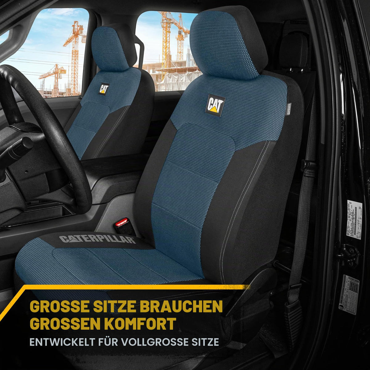 CAT Seat Covers for Cars, Trucks, and SUVs, 2 Pieces, MeshFlex Car Seat Cover, Front Seat Protector, Airbag-Compatible Seat Covers for SUV Interiors & Seat Cover Accessories, Blue & Black - CASC-2284-BL