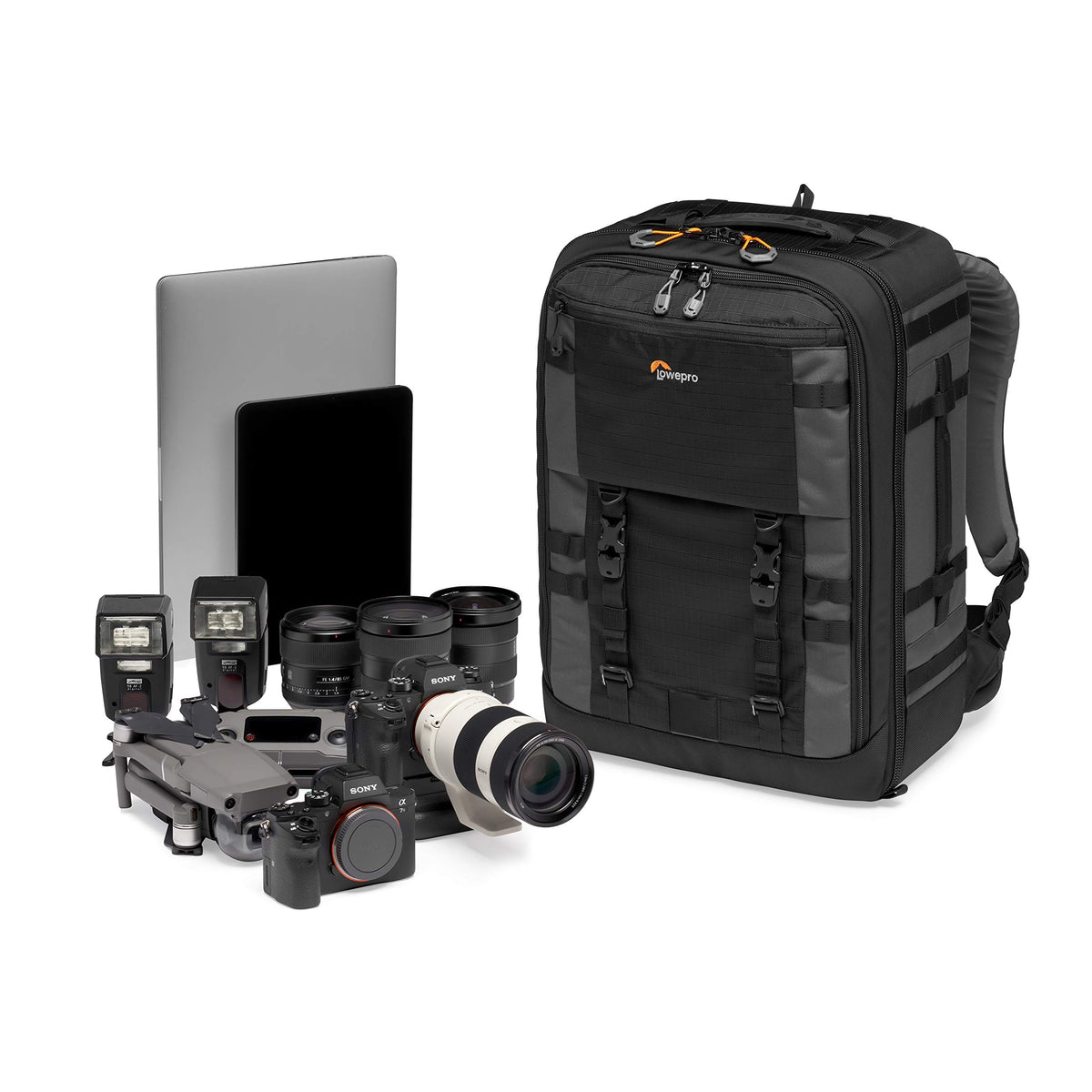 Lowepro Pro Trekker BP 450 AW II, Camera Bag, Backpack with Recycled Fabric, Fits 15” Laptop or Tablet, Maxfit Dividers, Weatherproof Cover, Mirrorless DSLR Case, Black Dark Grey, LP37269-GRL
