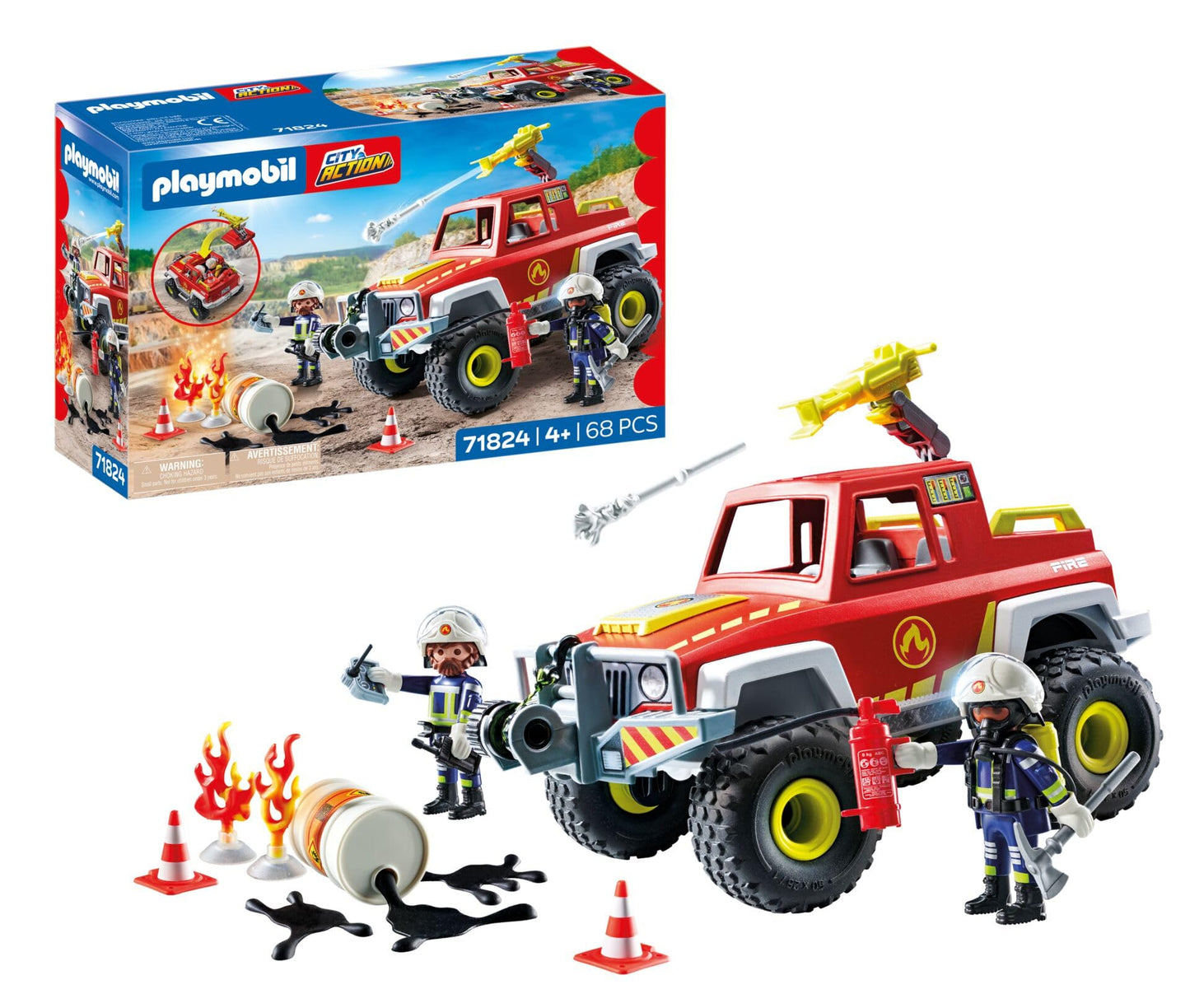PLAYMOBIL | City Action | Fire truck | Fire engine | Toy car | Toys for children aged 4 and over | 71824