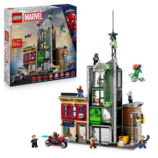 LEGO ǀ Marvel Spider-Man vs. Oscorp - collectible building set for children with 8 minifigures, including Spider-Woman, Miles Morales, Ghost Spider and Green Goblin - gift for ages 10 and up - 76324