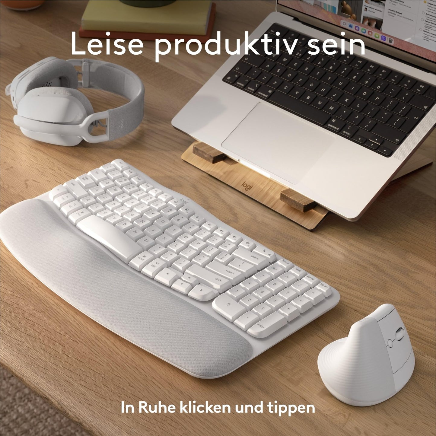 Logitech Wave Keys and Lift Vertical Mouse - Ergonomic Bundle - Wireless Keyboard with Padded Wrist Rest and Vertical Wireless Mouse - Bluetooth, Multi-OS, Windows/Mac - 910-006473