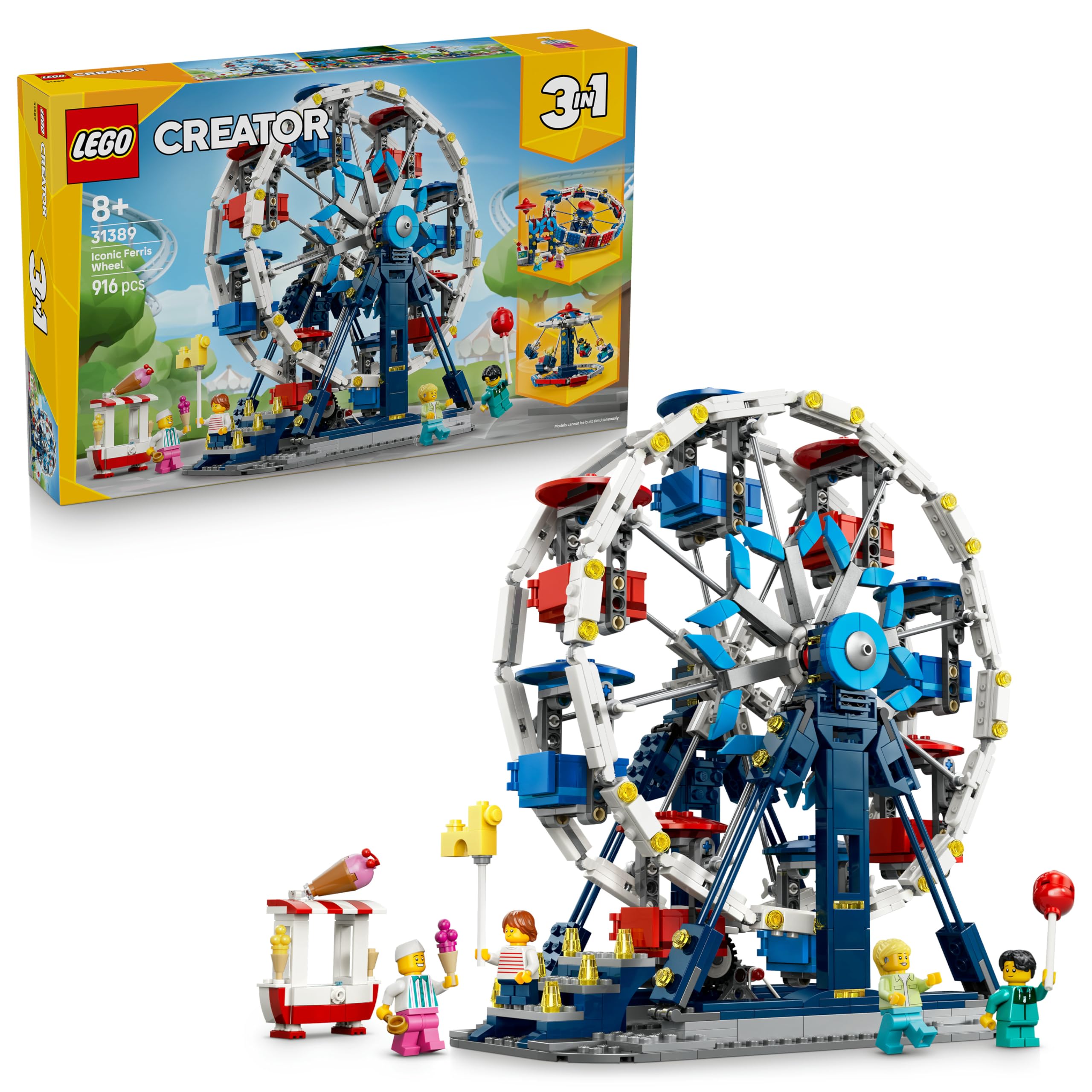 LEGO Creator 3-in-1 Legendary Ferris Wheel Set - Toy with 3 building options: Ferris wheel, UFO ride or carousel - DIY decoration - Birthday gift for boys and girls aged 8 and up - 31389