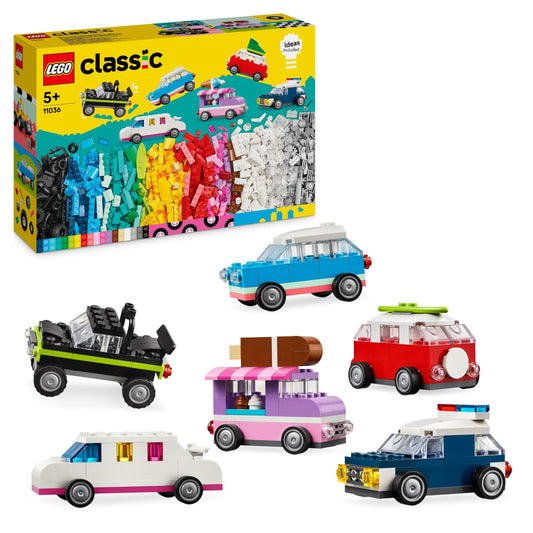 LEGO Classic Creative Vehicles, building block set for colorful model cars including trucks, police cars and construction vehicles, buildable toy cars for children, gift for boys and girls aged 5 and over 11036