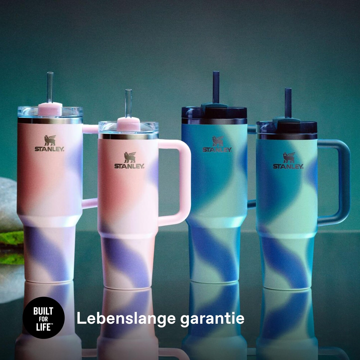 STANLEY 1913 Quencher H2.0 Flowstate Drinking Bottle with Straw 1.2L - Thermo Mug Cools 11 Hours - 48 Hours Ice Cooled - Thermos Bottle BPA Free - Stainless Steel Drinking Cup - Coastal Teal Motion - 100000115754