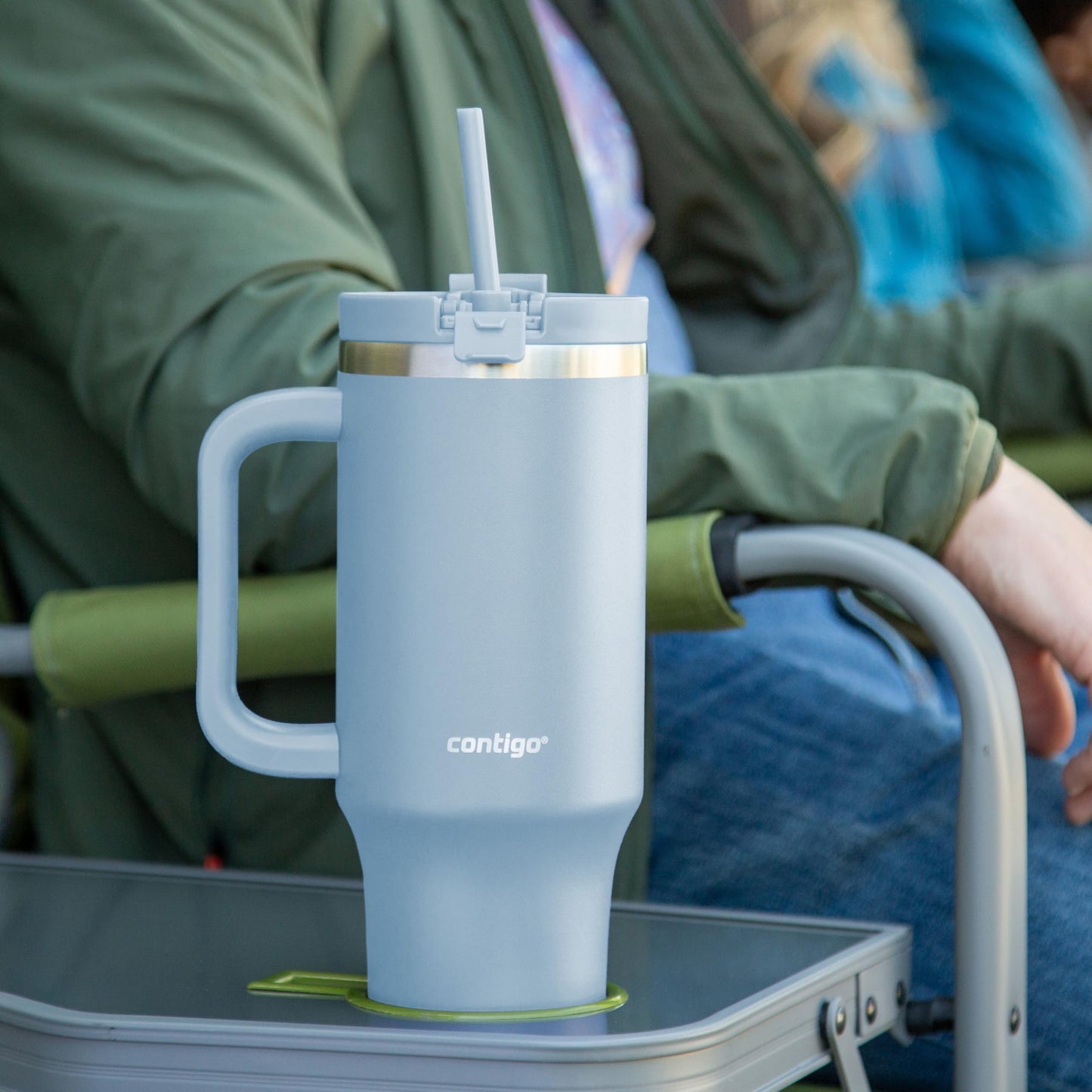 Contigo thermos bottle 1200 ml with handle and straw | Stainless Steel Insulated Thermal Drinking Bottle with Lid | Cools for 29 hours | Travel Mug | Thermo mug | | Glacier - 2212752