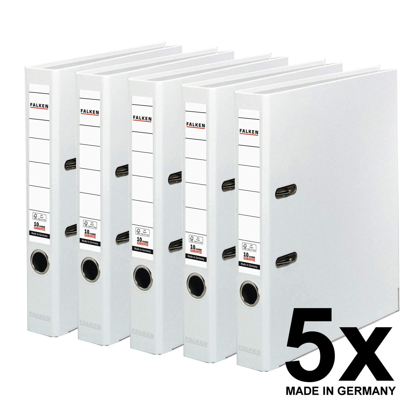 FALKEN 5x PP-Color plastic folder 5 cm narrow DIN A4 white - 15047942