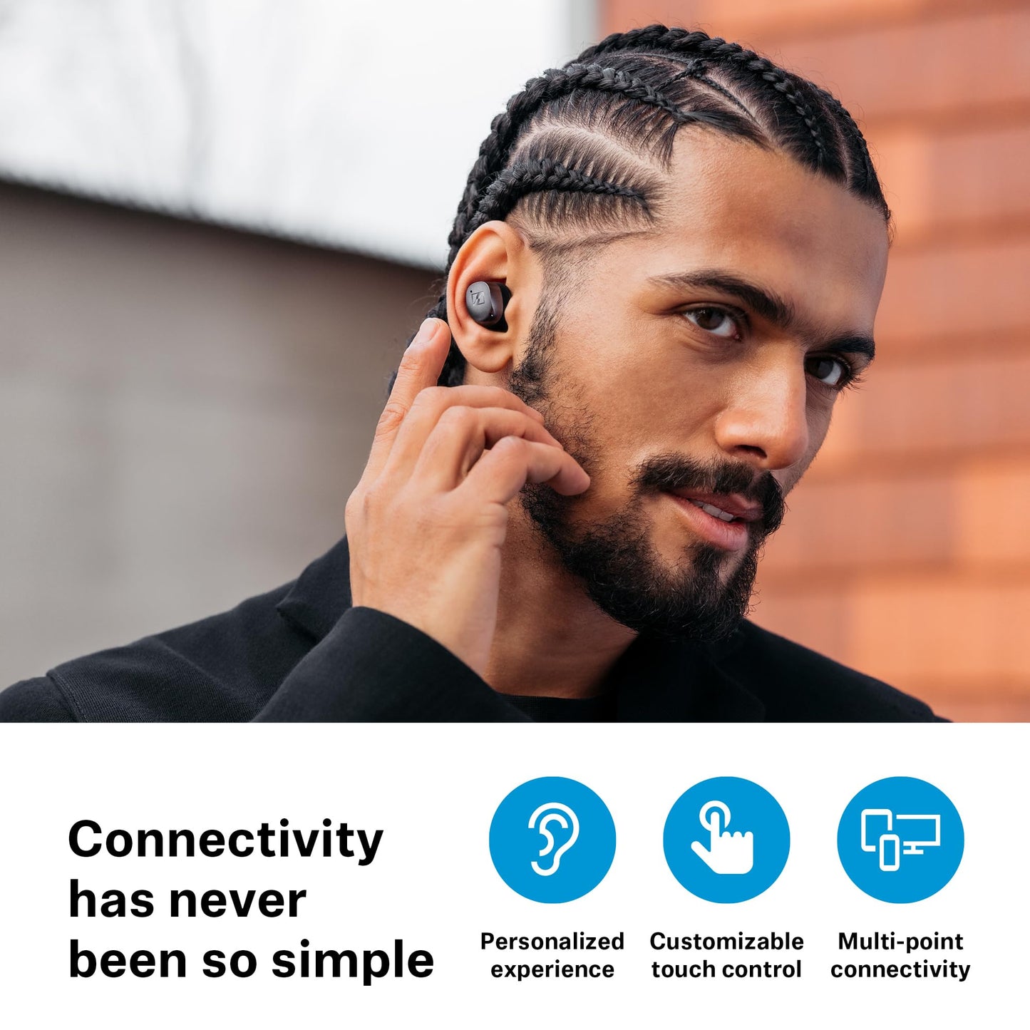 Sennheiser MOMENTUM True Wireless 4, wireless Bluetooth headphones, Bluetooth 5.4, noise canceling, comfortable design, 30 hour battery life, adaptive ANC, LE Audio, Auracast, black copper - 700367