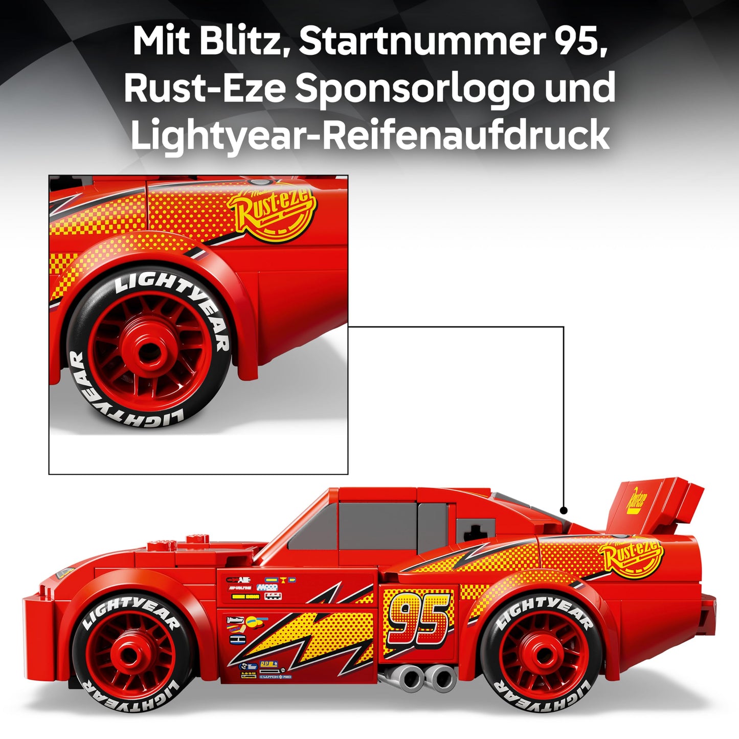 LEGO Speed Champions | Lightning McQueen - Toy for Cars from Disney Pixar - DIY decoration for children's rooms - Car play set - Creative gift for girls, boys and car fans aged 9 and over - 77255