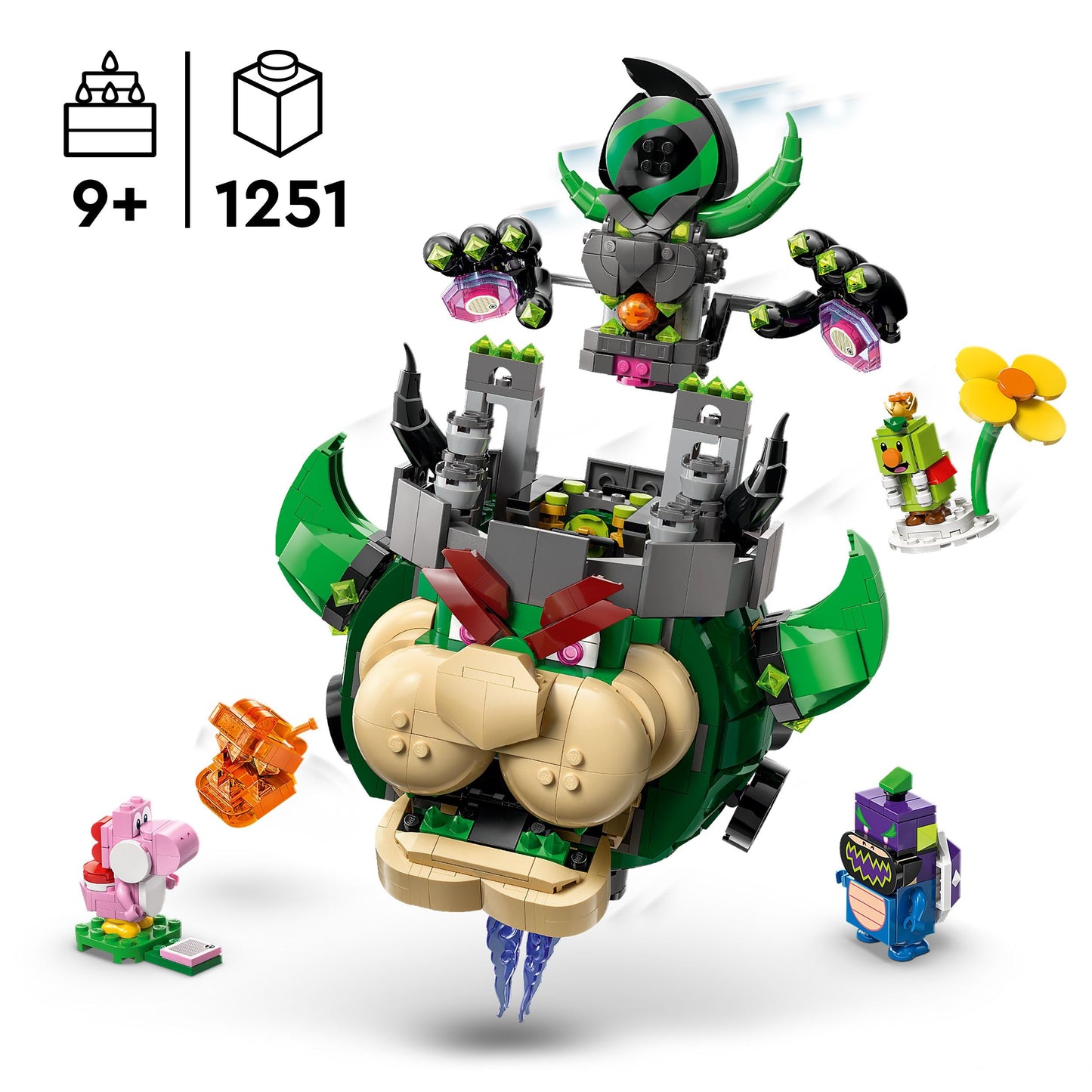 LEGO Super Mario Prince Florian & Castle Bowser - Interactive toy with 4 figures - Pink Yoshi & stand for playing and displaying - Gamer gift for boys and girls aged 9 and up - 72042