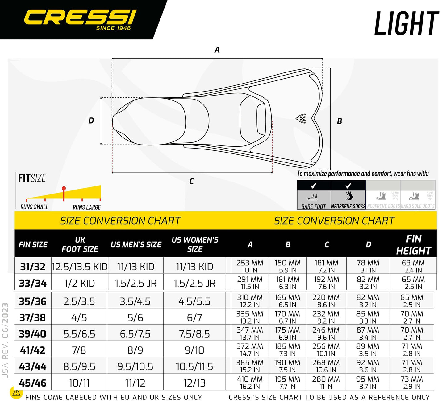 Cressi Light Fins short fins - travel-friendly snorkeling fins - efficient muscle training - robust swimming fins - white - 41/42 - DP183041