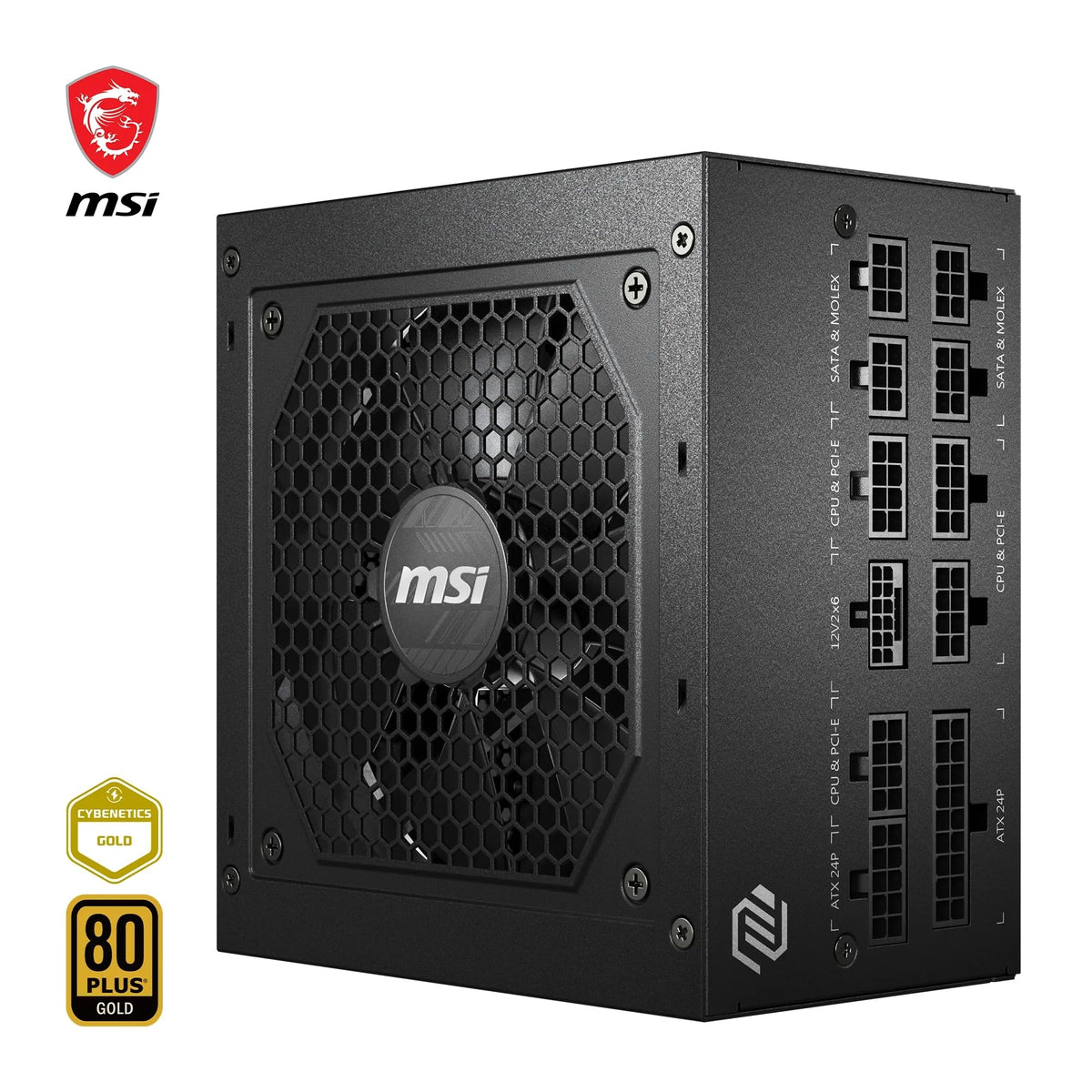 MSI MAG A850GL PCIE5 Sursă de alimentare, 850W, 80 Plus Gold, complet modulară, ATX 3.0, suportă GPU PCIe 5.0, ventilator de 120mm FDB cu rulmenți dinamici, Full-Bridge LLC, cabluri negre flack - 7 ani garanție - 306-7ZP8A11-CE0